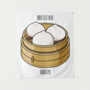 Dim sum cartoon illustration tapestry