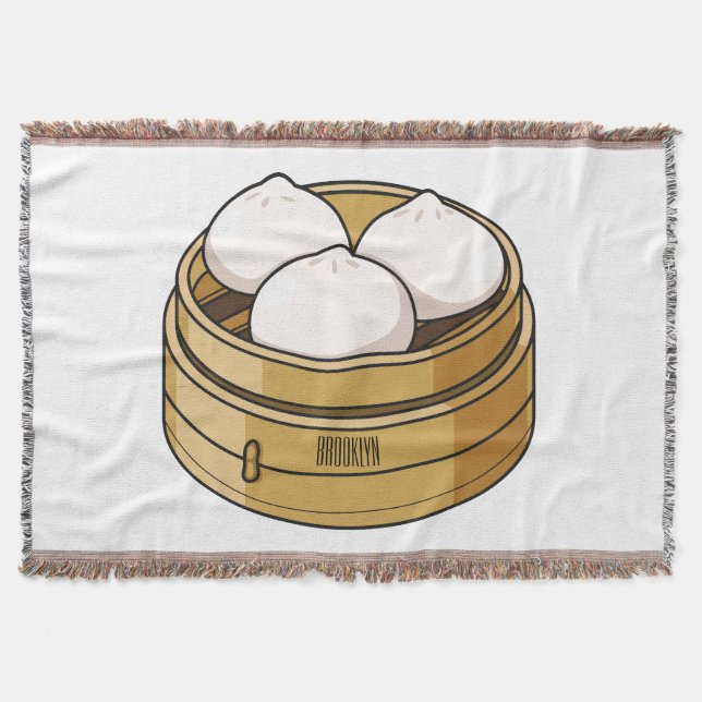 Dim sum cartoon illustration throw blanket (Front)
