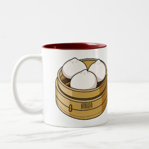 Dim sum cartoon illustration  Two-Tone coffee mug