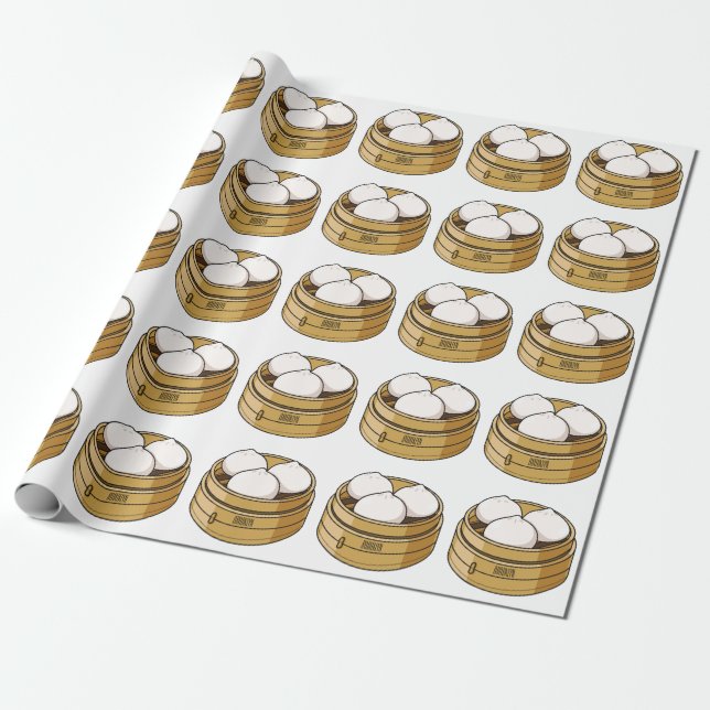Dim sum cartoon illustration wrapping paper (Unrolled)