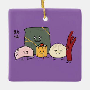 Dim Sum Pork Bao Shaomai Chinese dumpling Buns Bun Ceramic Tree Decoration