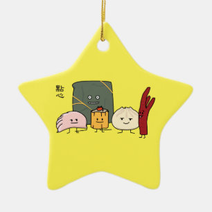 Dim Sum Pork Bao Shaomai Chinese dumpling Buns Bun Ceramic Tree Decoration