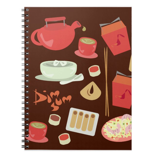 Dim Sum Yum Cute Kawaii Chinese Food Fun Pattern Notebook (Front)