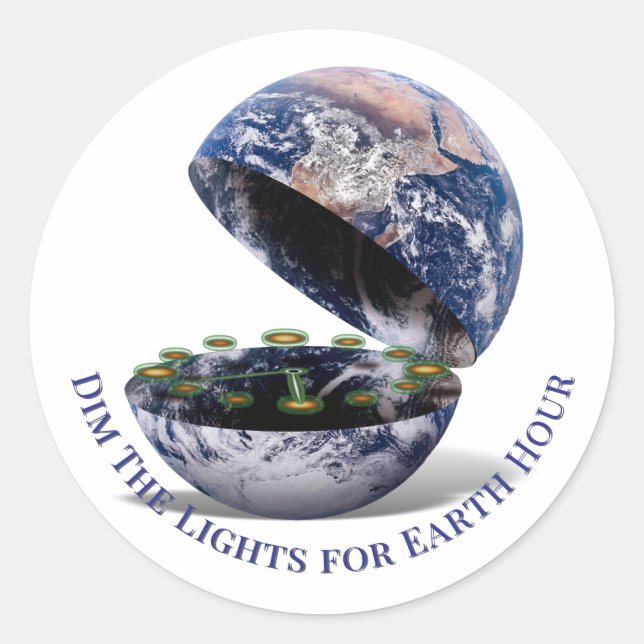 Dim The Lights Earth Hour  Classic Round Sticker (Front)