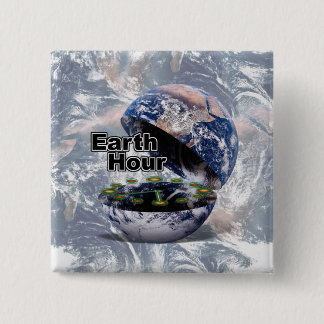 Dim The Lights For Earth Hour (Earth Open) 15 Cm Square Badge