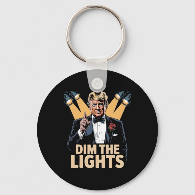 Dim The Lights Funny Retro Trump  Key Ring (Front)