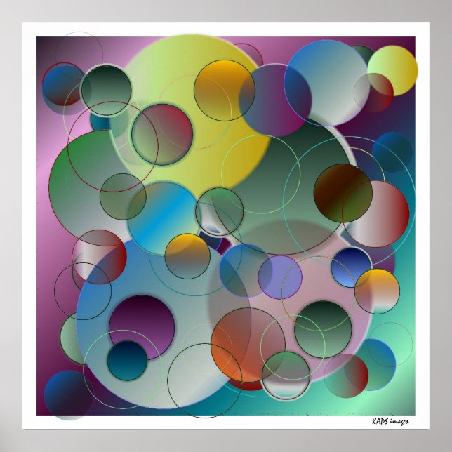 Dimensional Abstract Circles Art Poster (Front)