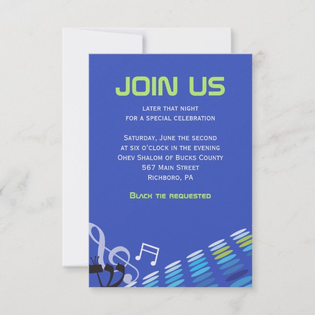 DIMENSIONAL Bar Mitzvah Invitation Reception Card (Front)