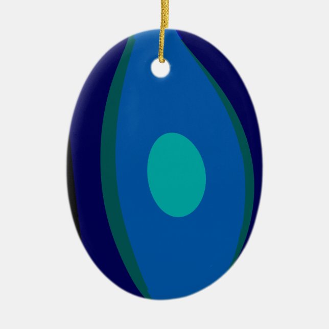 Dimensional Blue Abstract 915 Ceramic Tree Decoration (Front)