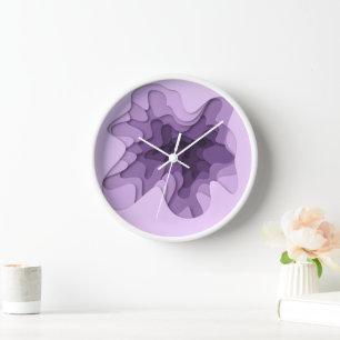 Dimensional Effect Elegant Ombre Purple Layers Clock