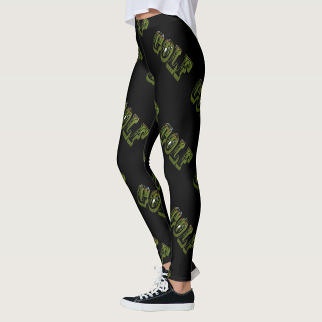 Dimensional Green Golf Picture Logos, Leggings (Left)