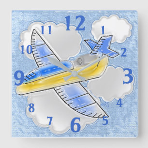 Dimensional Jetplane Square Wall Clock