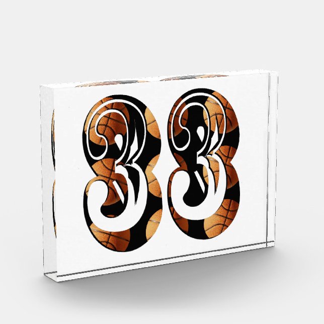 Dimensional Orange Black Basketball Number 33, Photo Block (Left)