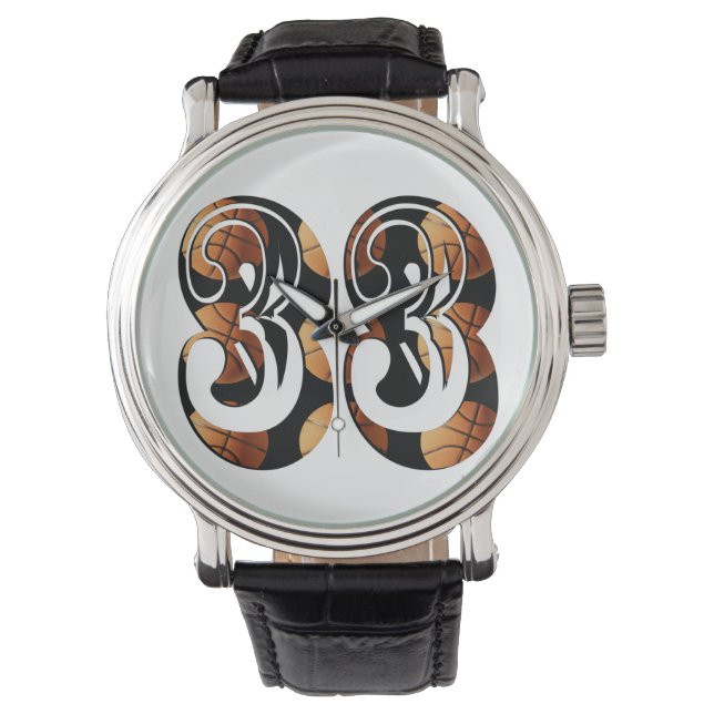 Dimensional Orange Black Basketball Number 33, Watch (Front)