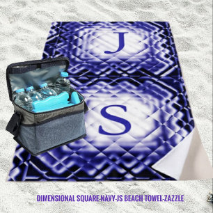 Dimensional Square-Navy-JS Beach Towel