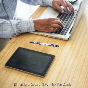 Dimensional Square-Navy-P Black Ink Pen