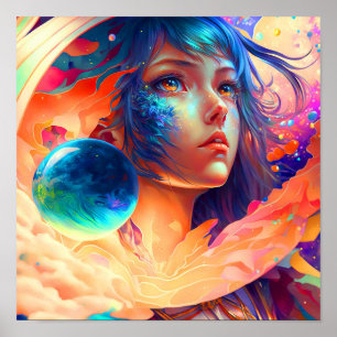 Dimensions Child - Colourful Female Wall Art Print