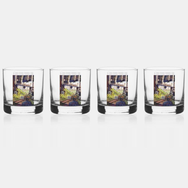 Dimensions of Curiosity Whiskey Glass (Front)
