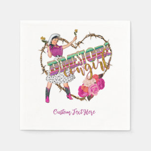 Dimestore Cowgirl Western Cowboy Boots Roses Napkin
