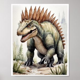 Dimetrodon Dinosaur Watercolor WallArt Poster