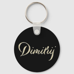 Dimitrij Name whitegold Button Schlüsselanhänger Key Ring