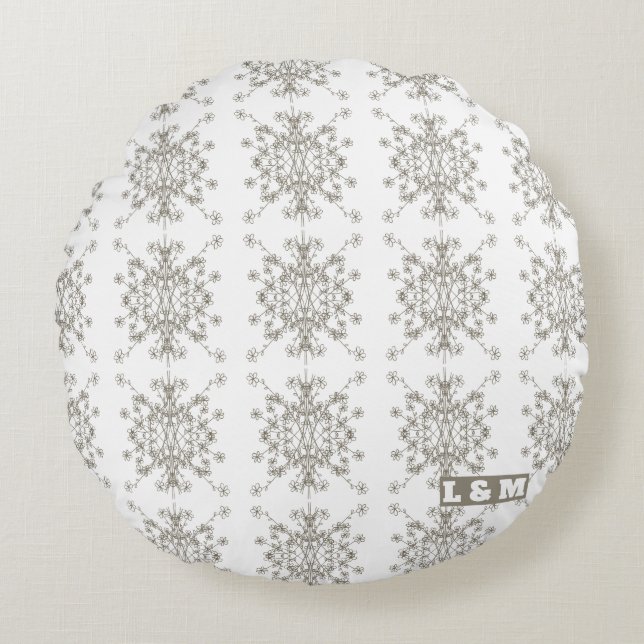 Dimond floral Pattern Round Cushion (Front)