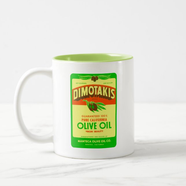Dimotakis Family Olive Oil Co. Manteca California Two-Tone Coffee Mug (Left)