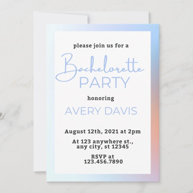 DINA Holographic Space Cowgirl Bachelorette Party  Invitation (Front)