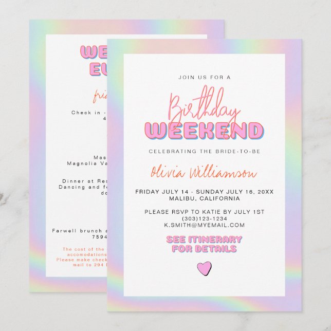DINA Holographic Space Cowgirl Birthday Invitation (Front/Back)