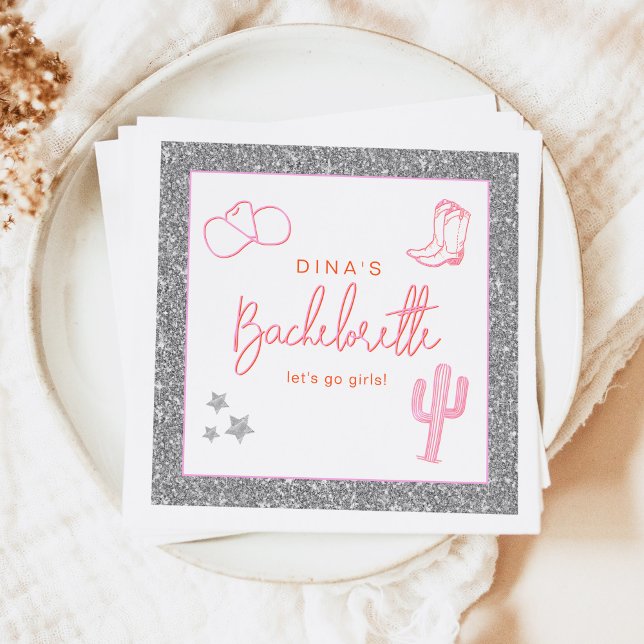 DINA Space Cowgirl Desert Bachelorette Disco Napkin (Creator Uploaded)