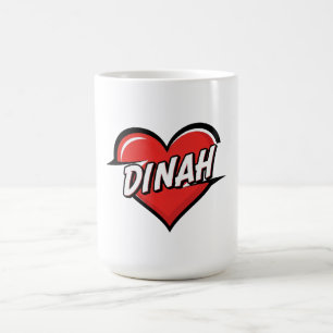 Dinah Comic Pop Art Heart Name Coffee Mug