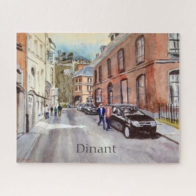 Dinant Belgium Street Scene Watercolor Jigsaw Puzzle (Horizontal)