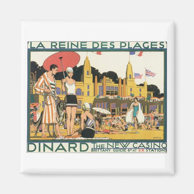 Dinard The New Casino Vintage Travel Poster Magnet (Front)