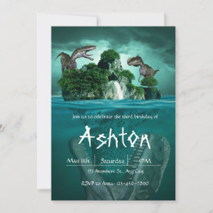 dinausor theme blue green invitation