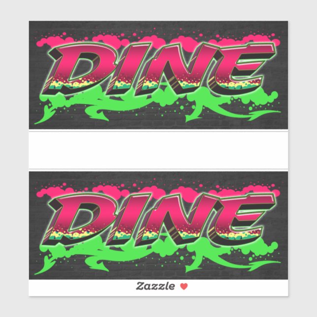 Dine First Name Graffiti Sticker (Sheet)