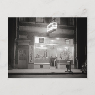 Diner at Night, 1940 Postcard