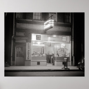 Diner at Night, 1940. Vintage Photo Poster