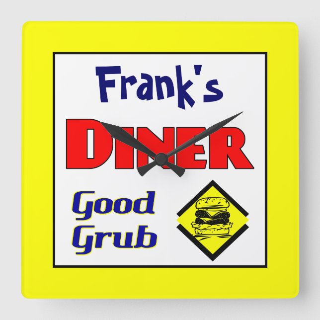 Diner Custom Retro Kitchen Wall Clock (Front)