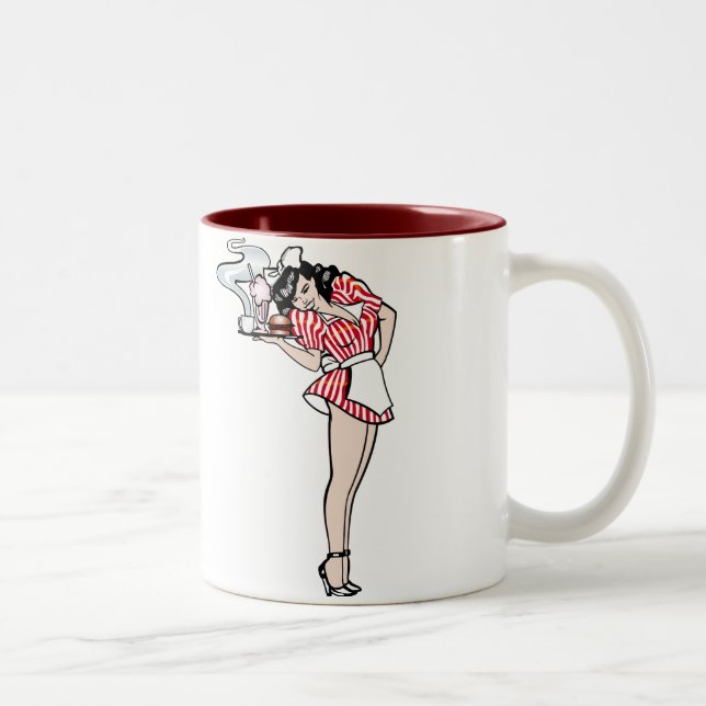 Diner Girl Two-Tone Coffee Mug (Right)