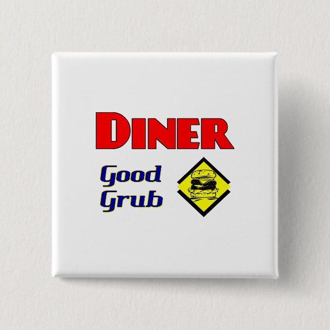 Diner Good Grub Hamburger Restaurant Art 15 Cm Square Badge (Front)