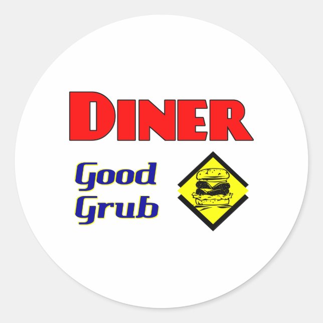 Diner Good Grub Hamburger Restaurant Art Classic Round Sticker (Front)