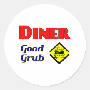 Diner Good Grub Hamburger Restaurant Art Classic Round Sticker