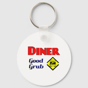 Diner Good Grub Hamburger Restaurant Art Key Ring