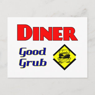 Diner Good Grub Hamburger Restaurant Art Postcard
