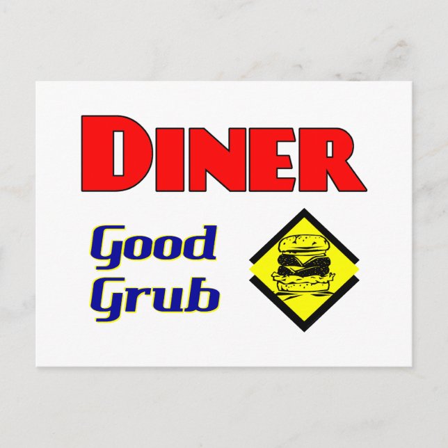 Diner Good Grub Hamburger Restaurant Art Postcard (Front)