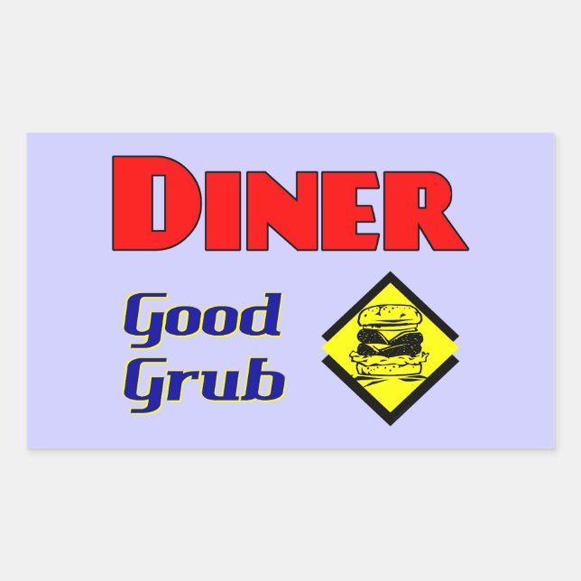 Diner Good Grub Hamburger Restaurant Art Rectangular Sticker (Front)