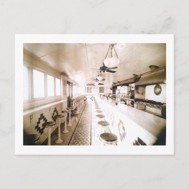 Diner Interior, 1920s Deco Vintage Postcard (Front)