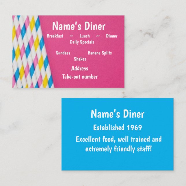 “Diner/Restaurant/Ice Cream Shoppe”Business Card (Front/Back)