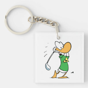 Ding Duck Driving on The Fairway Key Ring