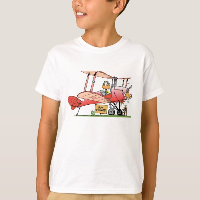 Ding Duck Funny Bi-Plane Cartoon T-Shirt (Front)